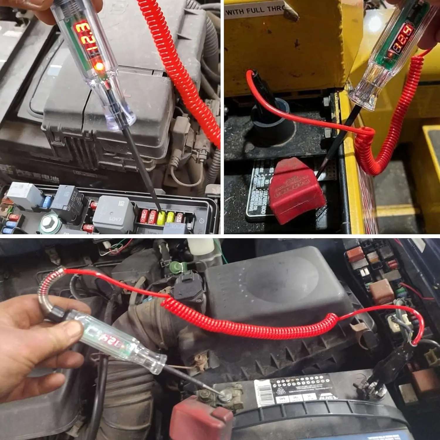 Test Light Automotive 3-48V DC Digital LCD Display Spring Wire Circuit Tester Auto Voltage Continuity Test