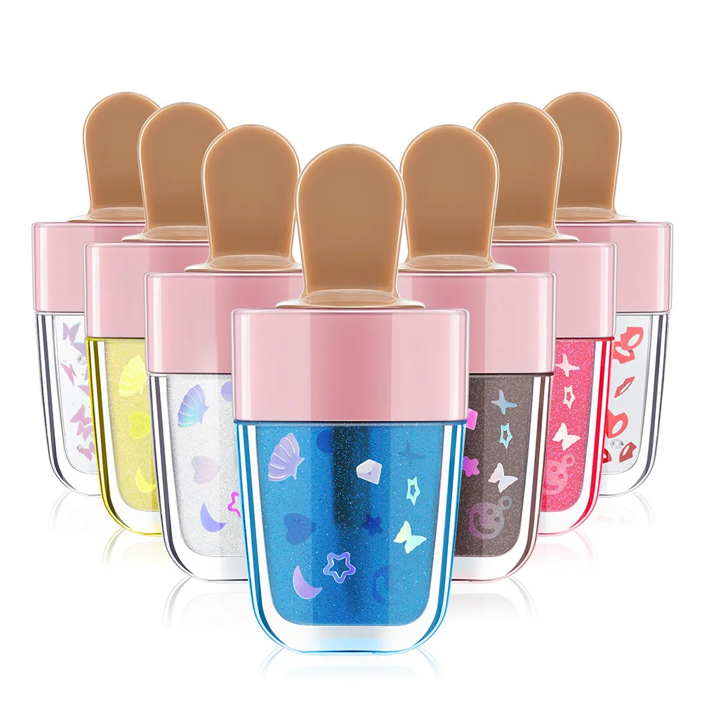 Glitter Cute Ice Cream Lip Gloss SeaWorld Pearlescent Moisturizing Lip Glaze Lip Gloss no logo