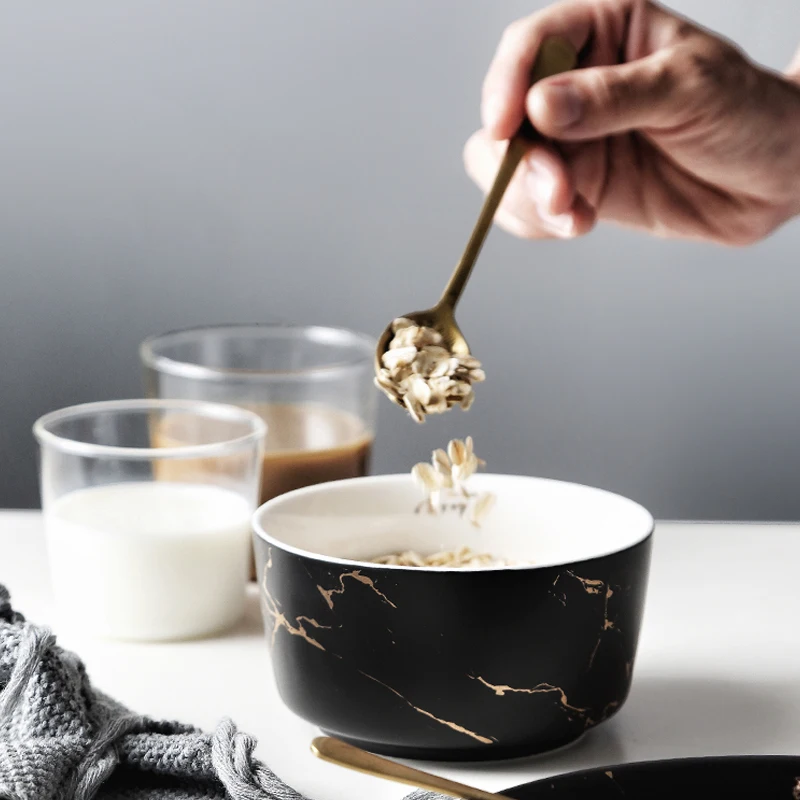Wholesale Ceramic Soup Bowls for Kitchen Marble Ramen Serving Bowl Set