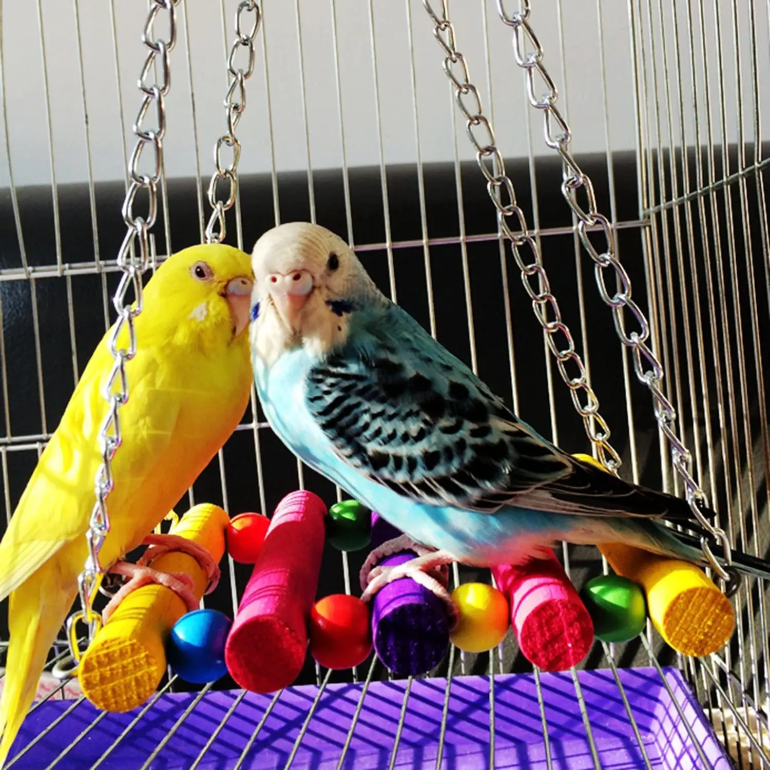 Bird Swing Chewing Toys- Parrot Hammock Bell Toys Suitable for Small Parakeets