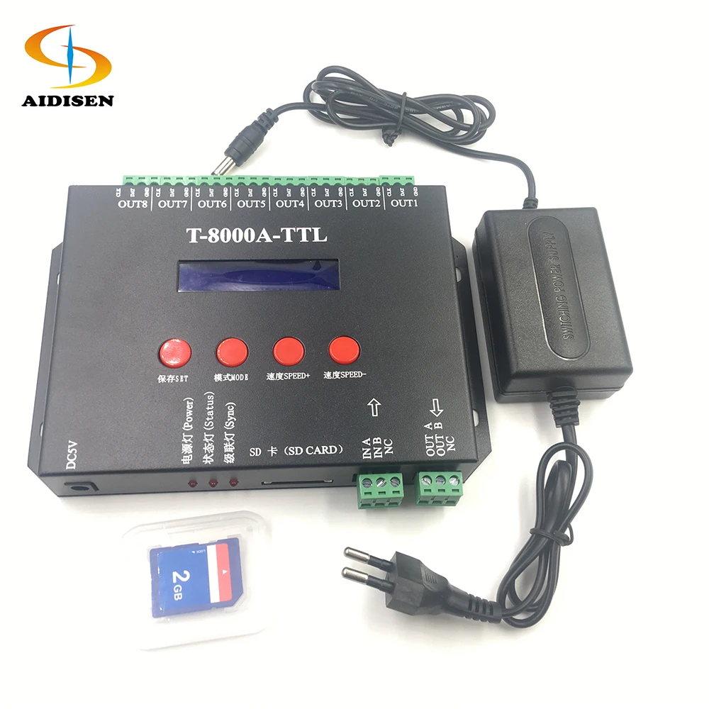 AC220v dc5v dc12v программируемый sd карты управления ws2811 t8000 led пиксель освещения программное обеспечение пикселей