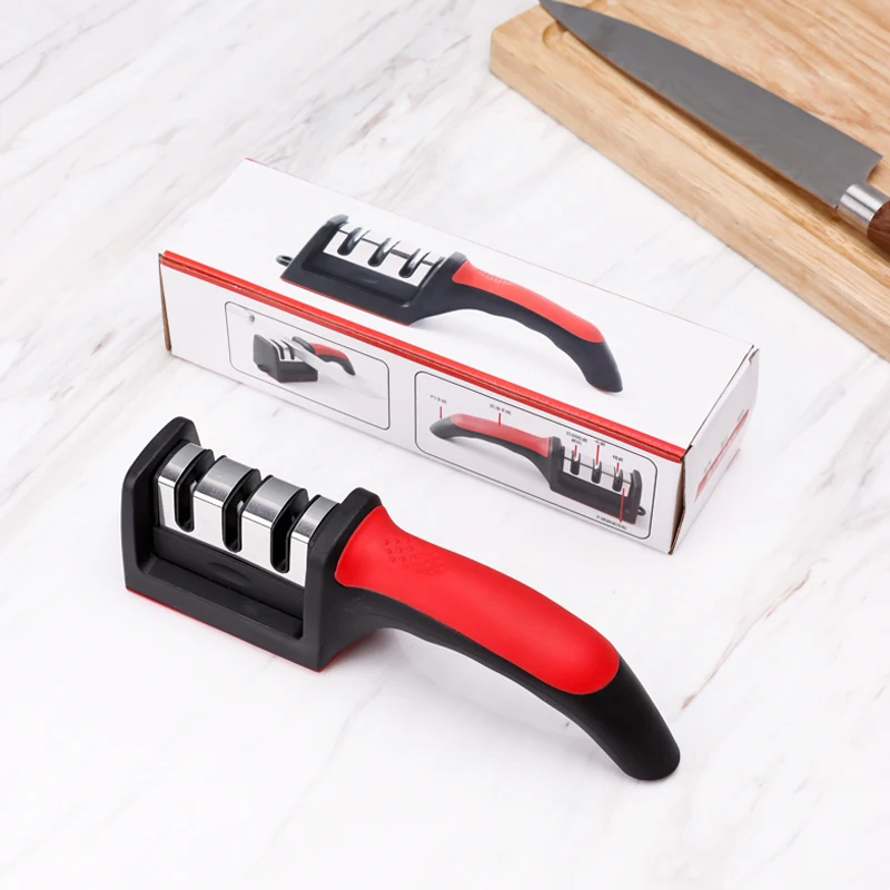 Wide Applications 3 Stage Knife Sharpening Tool Tungsten Steel Ceramic Sharpener