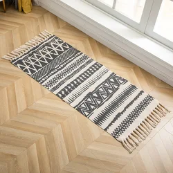 Nordic Style Retro Fringed Cotton And Linen Long carpet Living Room Sofa Coffee Table Floor Mat Bedroom Bed Side Mat