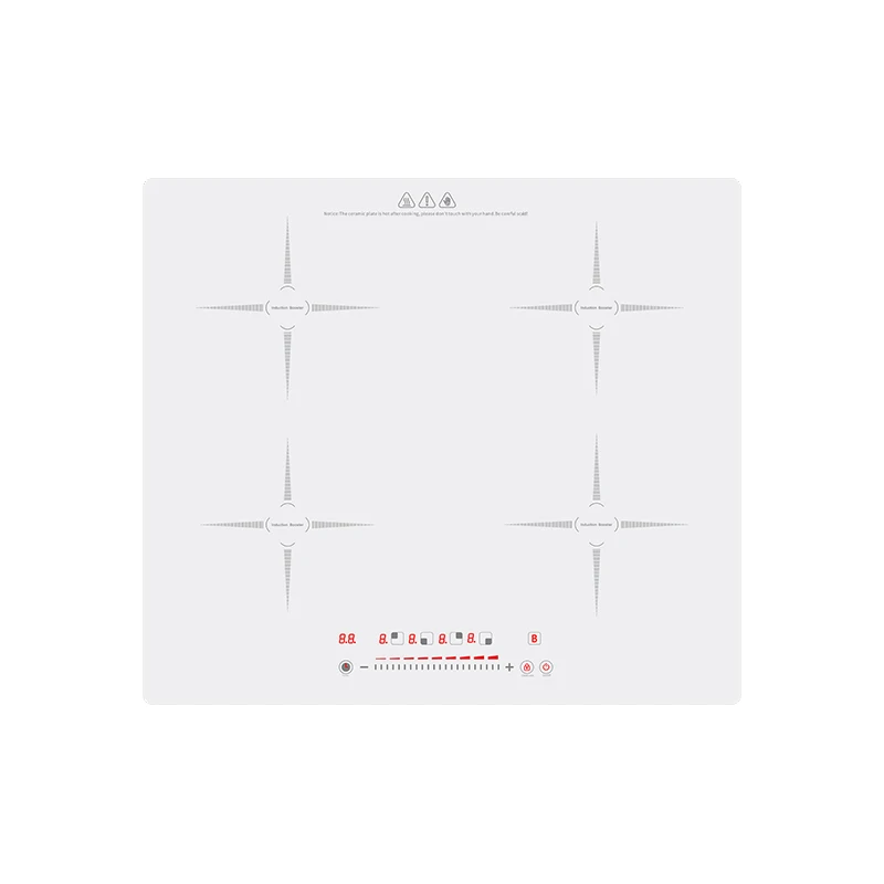 China Kitchen Products White Microcrystal Glass Built In 4 Burner Slide Control Induction Hob 7200W