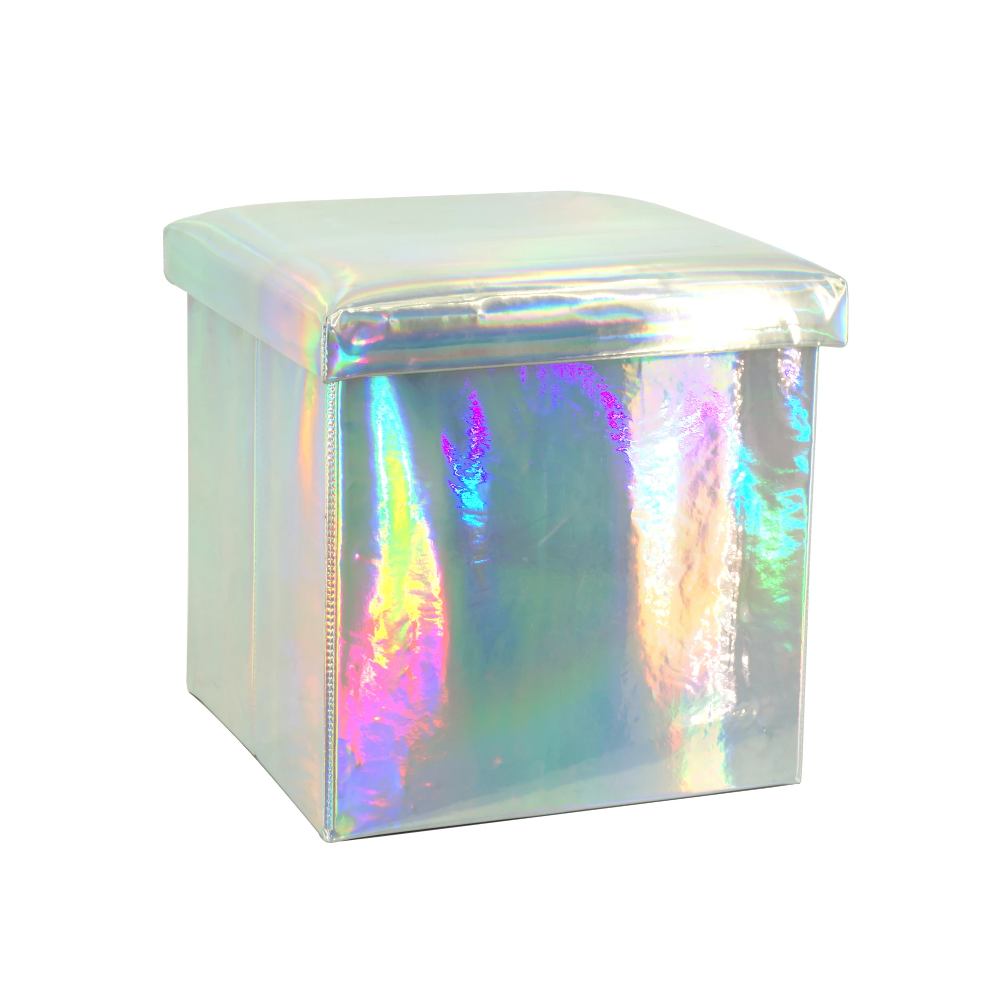 Folding Storage Ottoman , 15 X 15 X 15 Inches ,IRIDESCENT