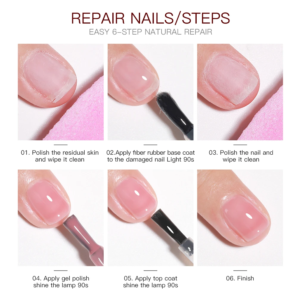 Private Label Fiber Rubber Base Gel for Broken Nail Repaired Fiberglass Clear Quick Build UV Construction Gel Soak Off Varnish