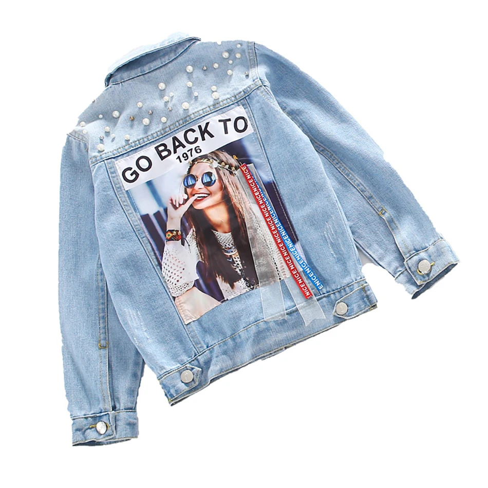 3-12 Years Spring Autumn Casual Jacket Girls Ripped Holes Jeans Coats Little Boys Girls Denim Outerwear Children Costume