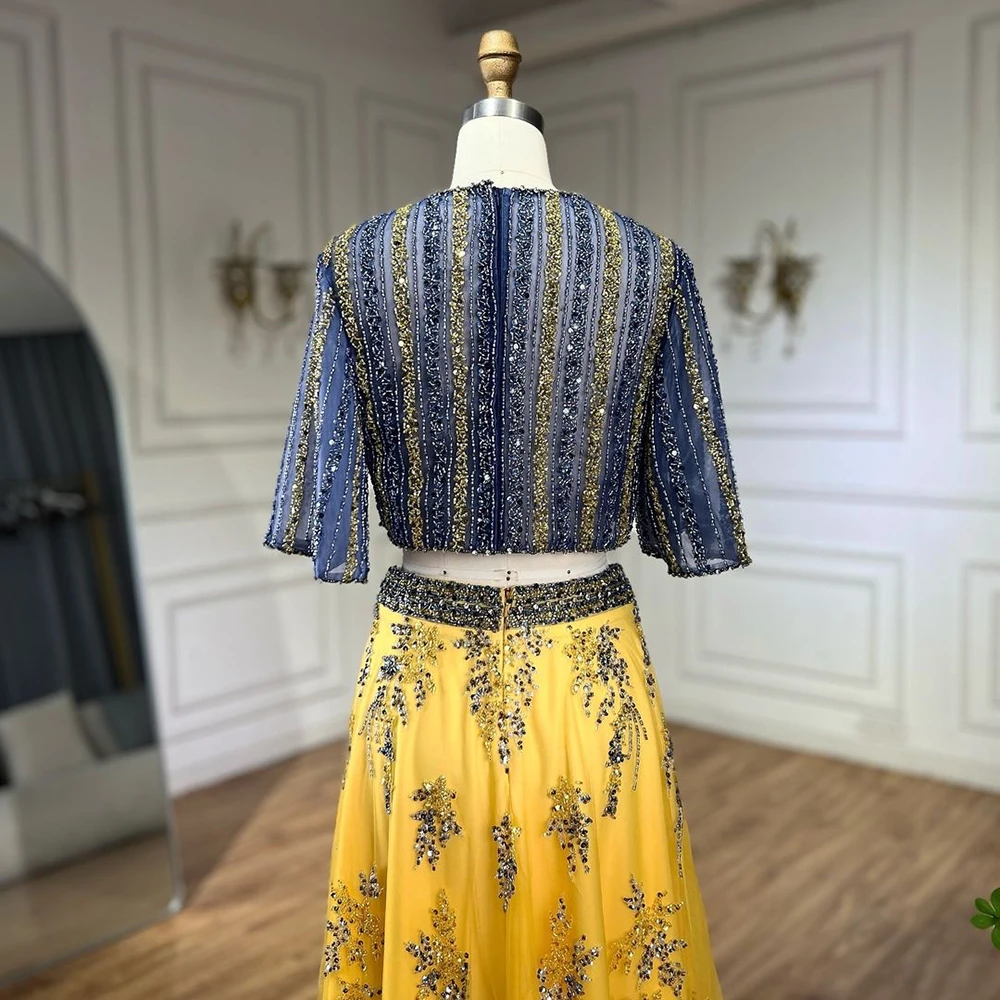 Yellow 2 Pieces A-Line Beaded Evening Dresses Serene Hill LA72470 Elegant Party Gowns for Women Wedding Event