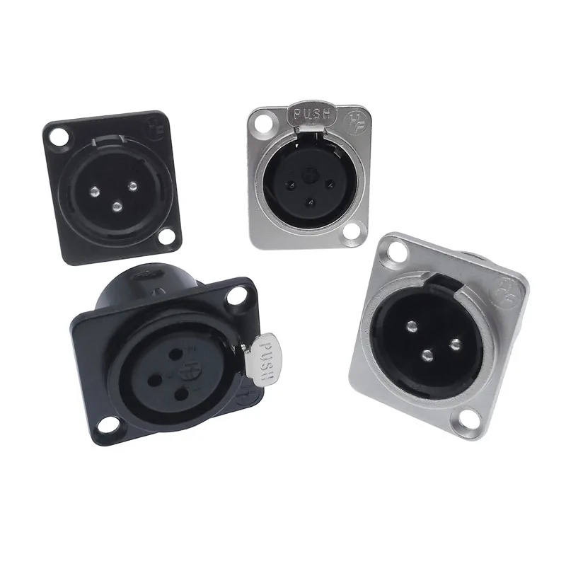 Metal male female D-Type Module Panel Mount Cannon 3 pin XLR socket