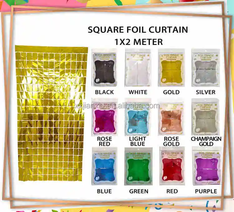Shimmer Metallic Foil Square Curtain Birthday Wedding Supplies Rose Gold Factory Made White 1.5*3M