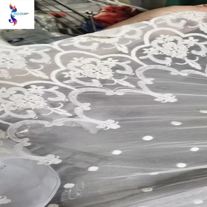 Cheap kilo price white color wedding mesh lace embroidery stock fabric