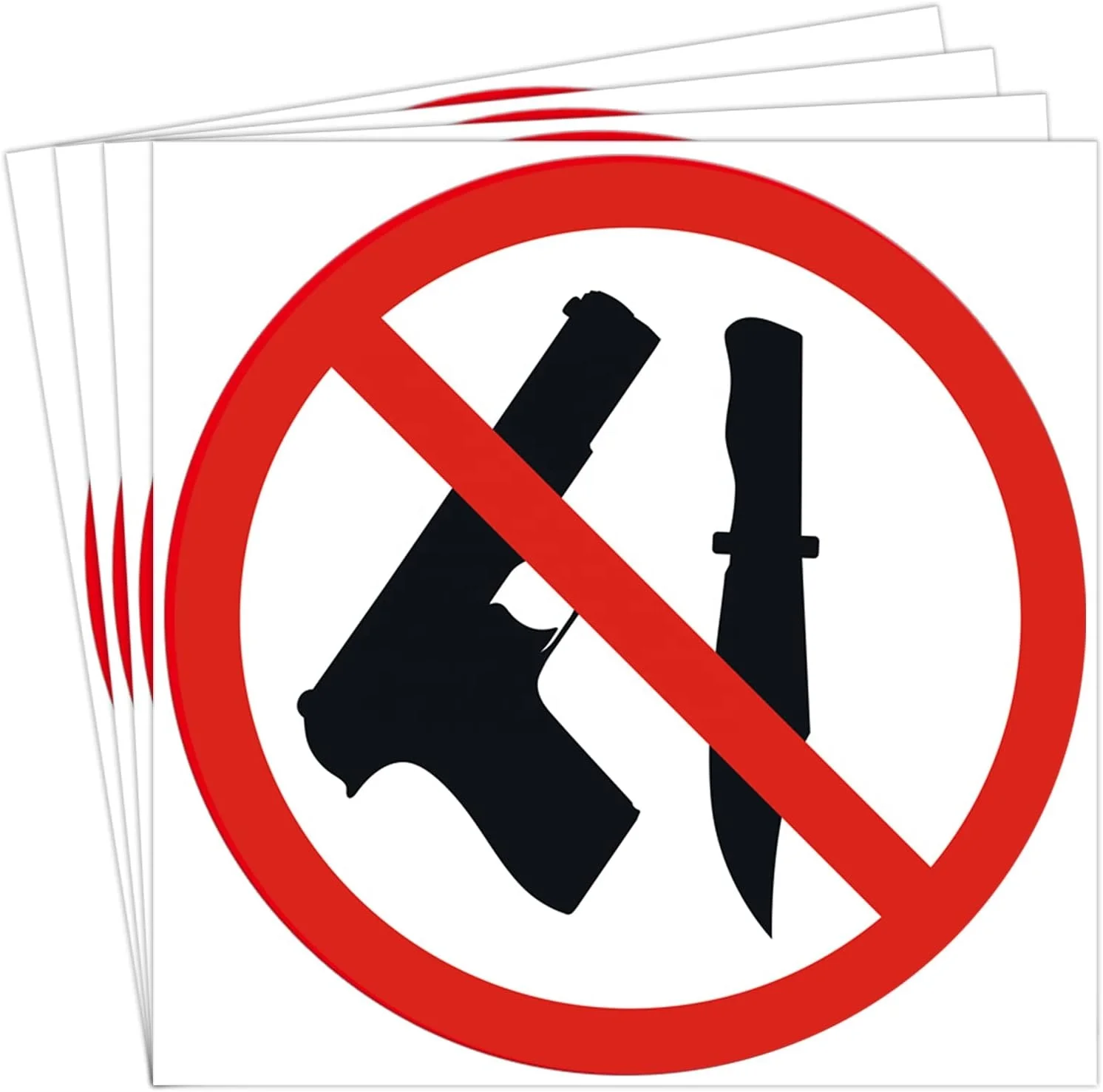 Лидер продаж оптовая цена без пистолета или ножа запрещенные наклейки для вывесок | Самоклеящаяся виниловая этикетка оружия