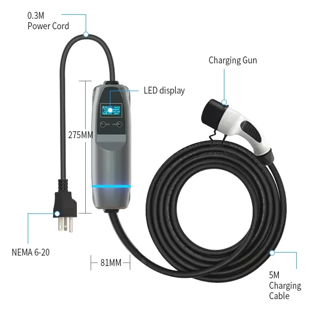 3.5kw 7kw 16A 32A Тип 2 мобильный Уровень Ac портативная зарядная станция для