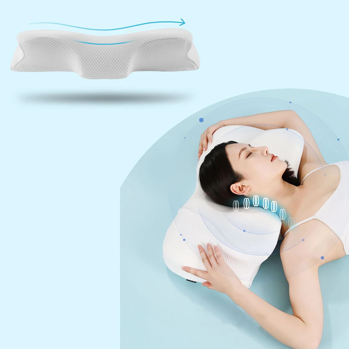 Two-Way Traction Cervical Pillow Neck Contour Bamboo Bed Rest Orthopedic Arm Rest Pillow