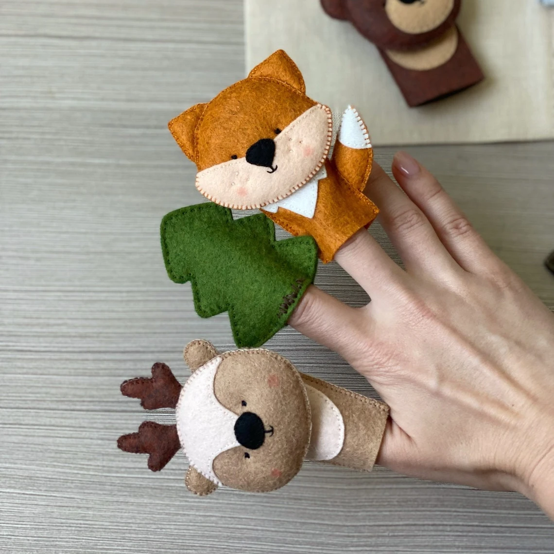 Лесные лесные животные войлочные пальчиковые куклы игрушки театральные игровой набор