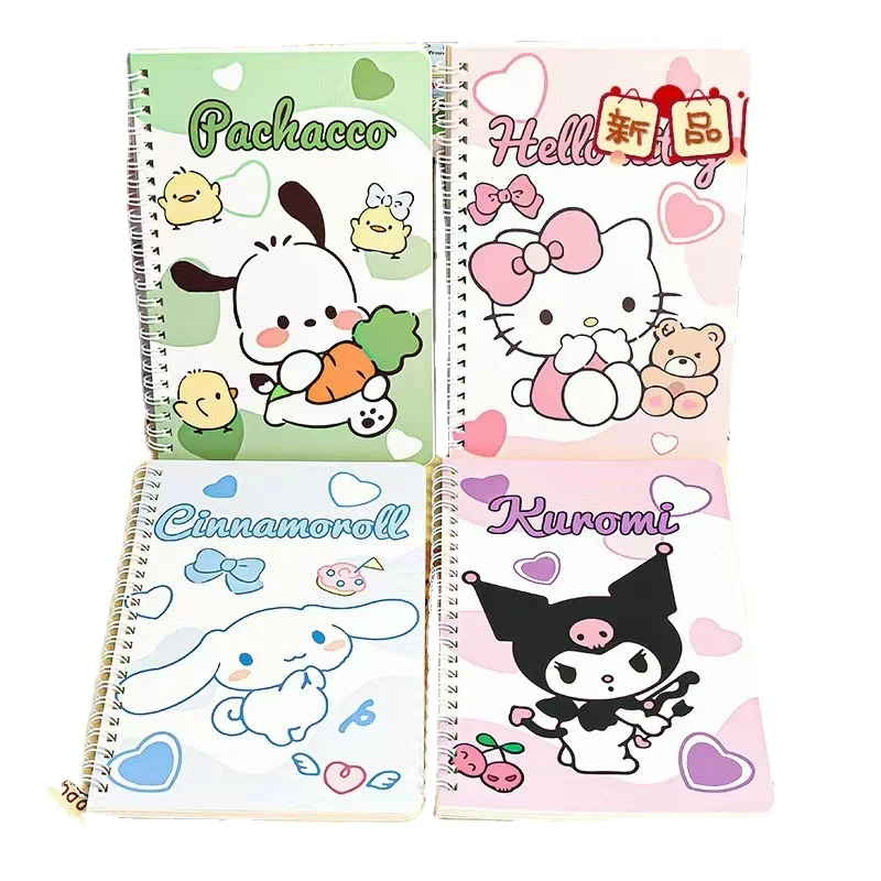 Yubo 4pc Sanrioed A5 Coil Notebook Pachacco Cinnamon Kuromi Kitty Notepad kawaii Diary Planner Student School Supplies Wholesale