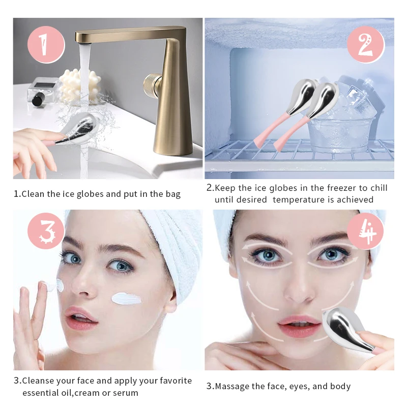 Metal Cryo Tools Freeze Cryostick Therapy Ice Roller Cooling Stainless Steel Facial Massager Cryo Sticks