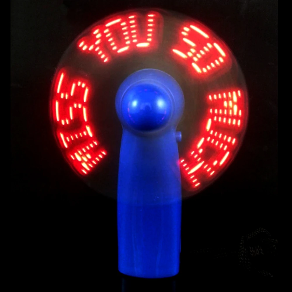 mini portable handy led custom message battery fan