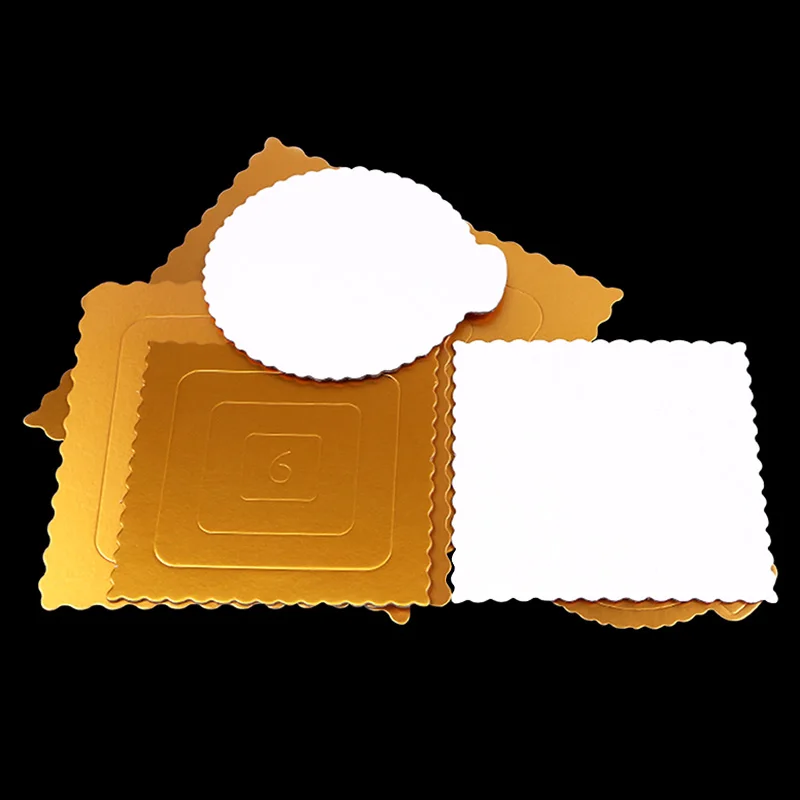 Cake paper tray round/square golden three-layer thickened oil-proof wavy edge birthday cake moustor hard paper pad