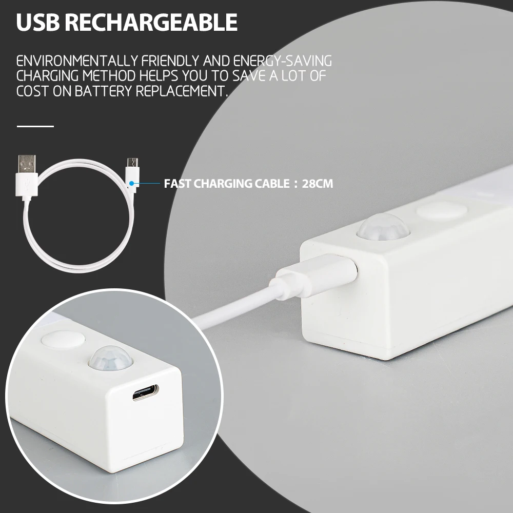 Светильник для кабинета Аккумуляторный USB Перезаряжаемый трехцветный с регулируемой яркостью портативный магнитный датчик Корпуса