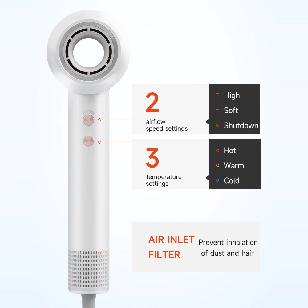 120000 rpm High Speed Brushless Hair Tools Blow Dryer Brush Set Air Wrap Styler Salon Hot Air Brush 1400W Hair Dryer