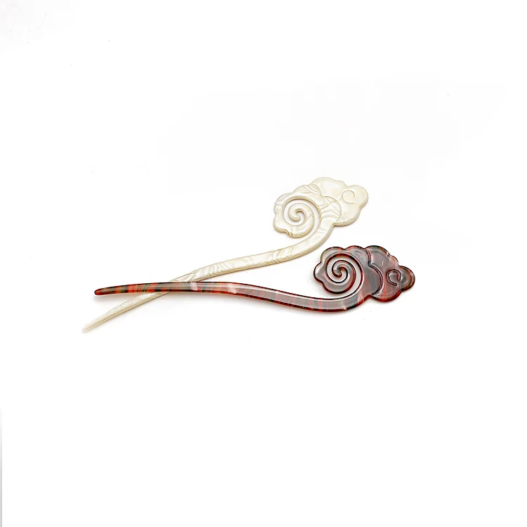 CANYUAN High quality 15cm cloud pattern acetate hair stick hair fork temperament ladies updo acetate hair accessories customized