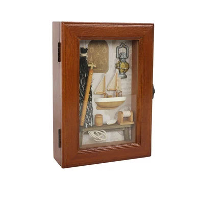 Solid wood 3d three-dimensional wall hanging key box home decoration featured theme ornaments handicrafts jewelry storage box