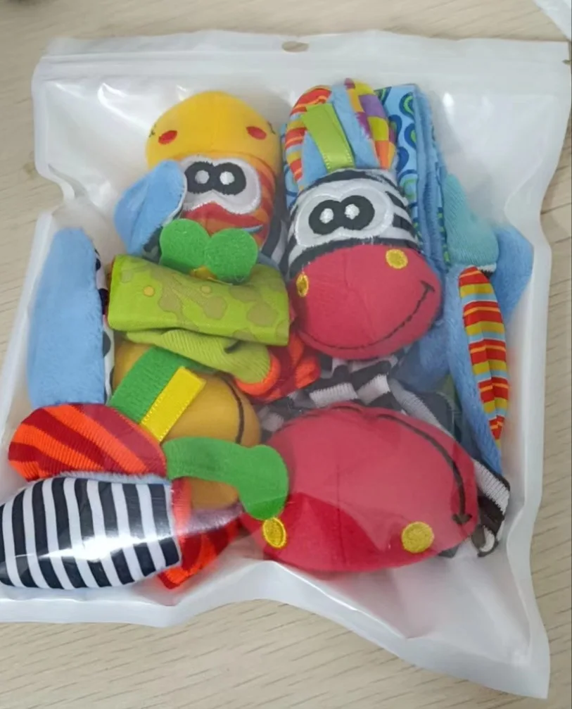 Newborn Cute Animal Soft Toys Soft Animal Plush Wrist Strap Foot Socks Baby Rattle Infant Kids Rattle Toys Wrist Foot Socks