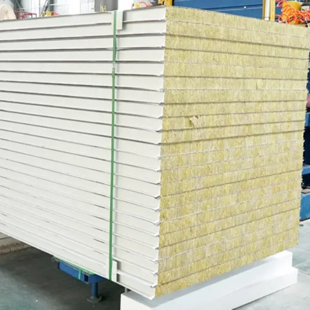 Decorative Color Steel Fire Proof Sound Proof Sandwich Panel Prefab Houses Rock Wool Exterior Wall Panels