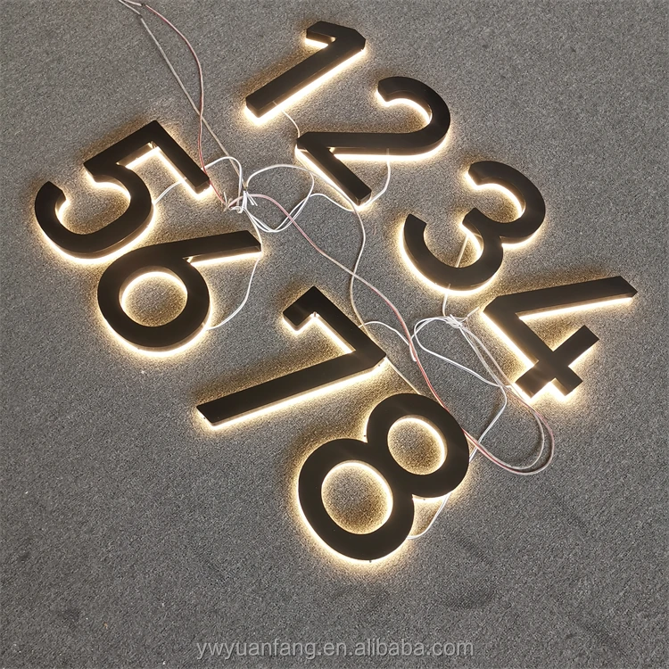 Modern Backlit Stainless Steel luminous Numbers and Letters LED Light House Numbers