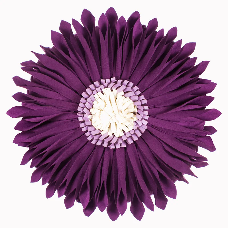 Velvet Colorful 3D Sunflower Throw Round Pillow Cover Handmade Pillowcase Cushion Cover Home Decorative