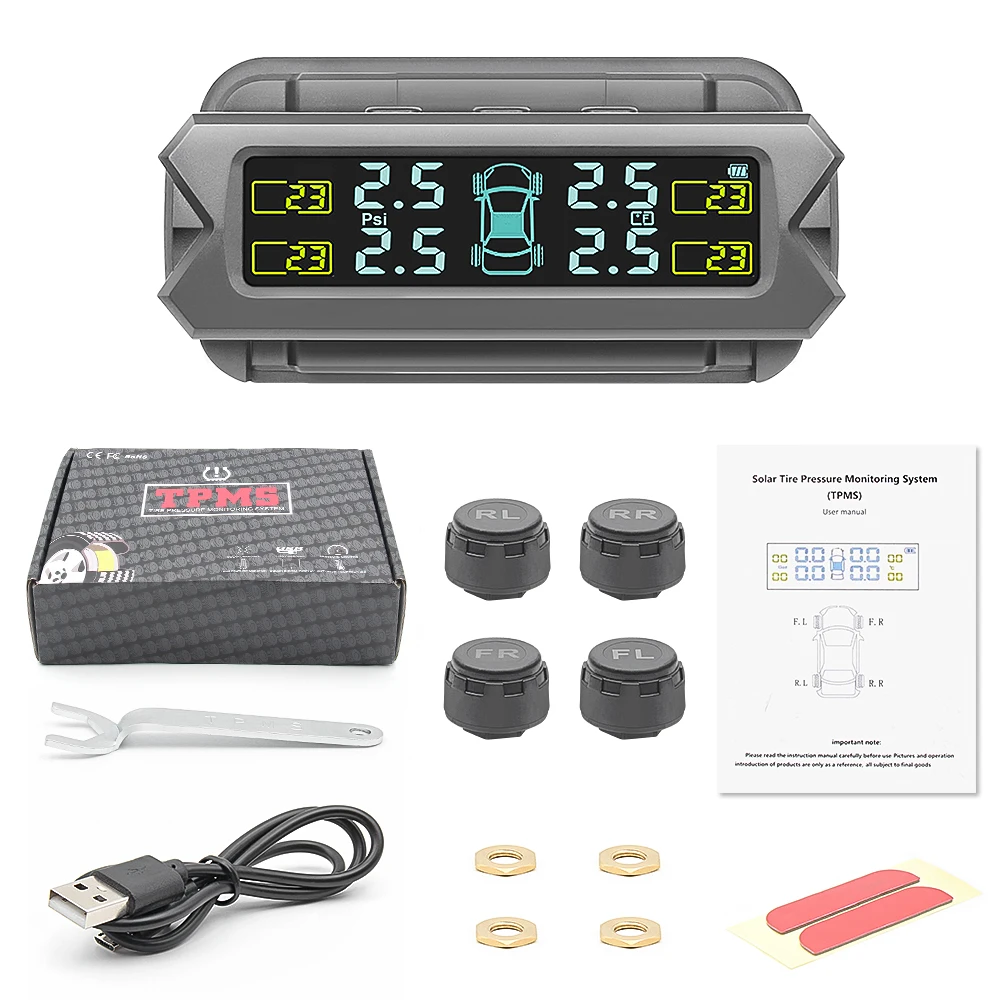 Car TPMS Sensor Solar Energy External TPMS Car Tire Pressure Monitoring System