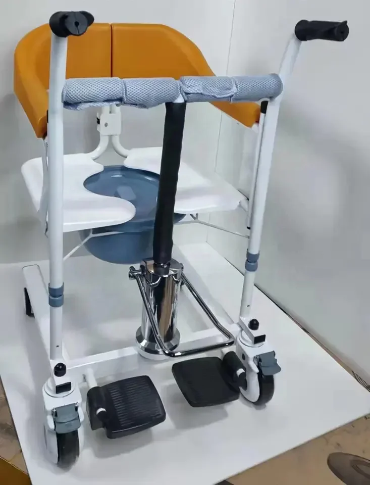 Hot selling new hydraulic manual hospital home elderly shift chair transfer chair with bedpan