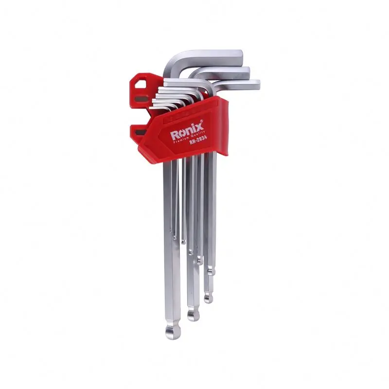 Ronix Magnetic Hex Key 9 Pcs RH-2034 1.5-10mm Folding Torx Hex Key Stainless Steel Hex wrench long Handle magnetic