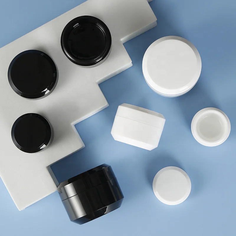 Custom 5g 10g 15g 30g 50g empty  Black White Plastic Jars for Nail gel polish Cosmetic jar