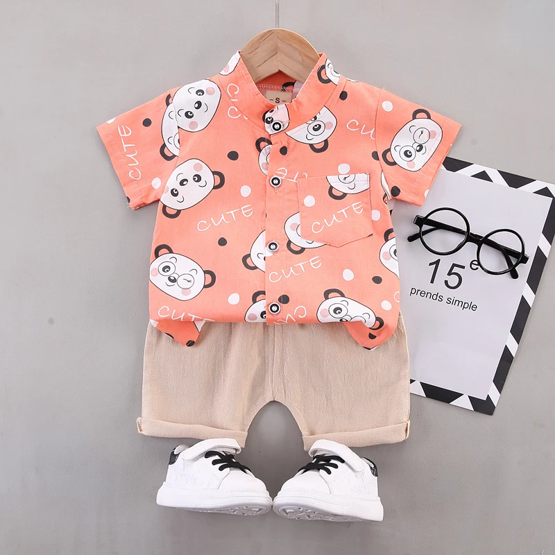 Wholesale Bulks Brand New Children Clothes Summer Baby Clothes 2023 Toddler Boy Hawaiian Short Sets Children Clothing Sets