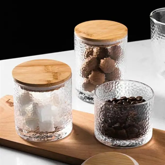 HOT SALE CHEAPER Hammer grain glass sealed jar kitchen miscellaneous grain and tea storage storage jar coffee bean tea jar