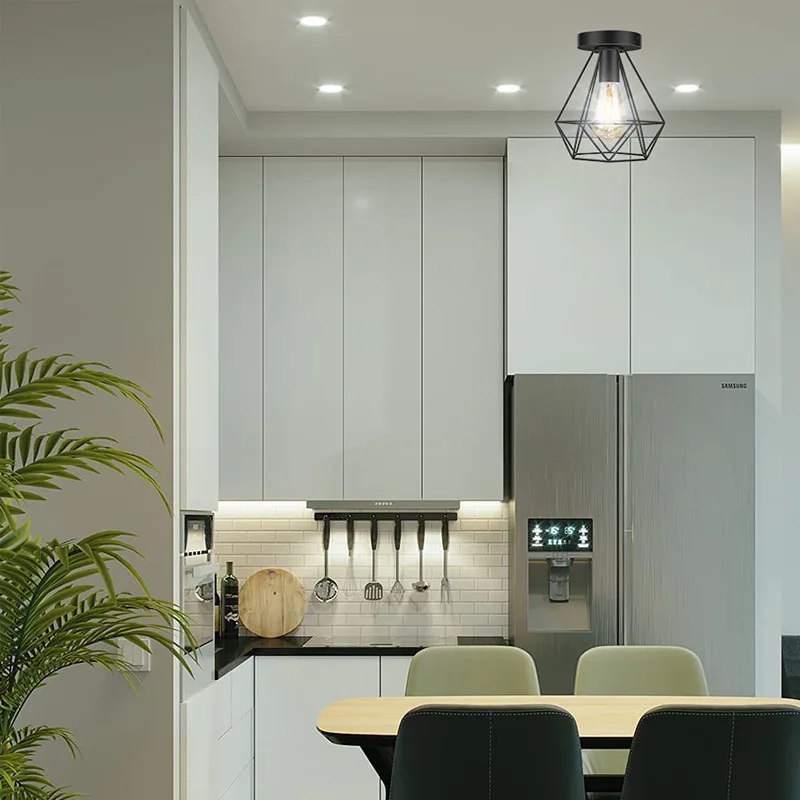 Modern Industrial LED Lights Metal Cage Pendant Ceiling Lamp Chandelier Lighting Fixtures Vintage Hanging Light Living Room E27