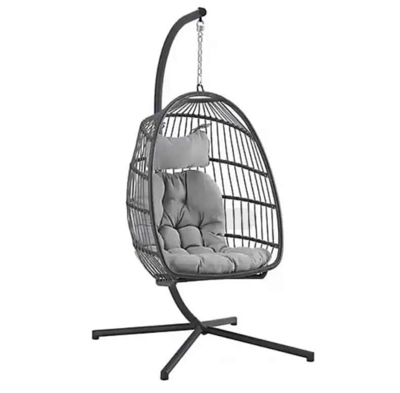 Outdoor Living Room Standing Egg Chair Foldable Egg Chair PE Plastic Rattan Weave Egg Chair Cheap Outdoor Furniture