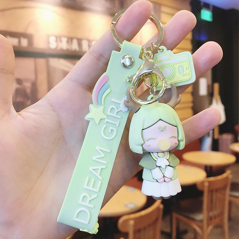 Wholesale Blowing Bubbles Princess Keychain Cute Girl Keychain Charm Doll Schoolbag Keychain Pendant
