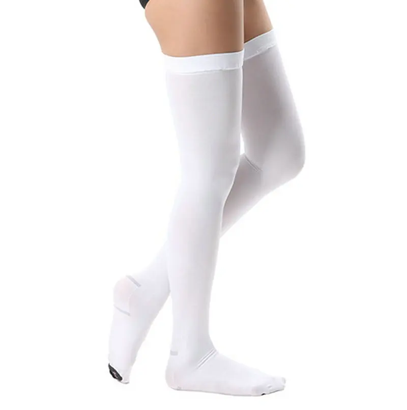 18mmHg Open Toes Thigh High White Anti-Varicose Anti-Embolism Medical Venous Compression Stockings For Nurses Men Women