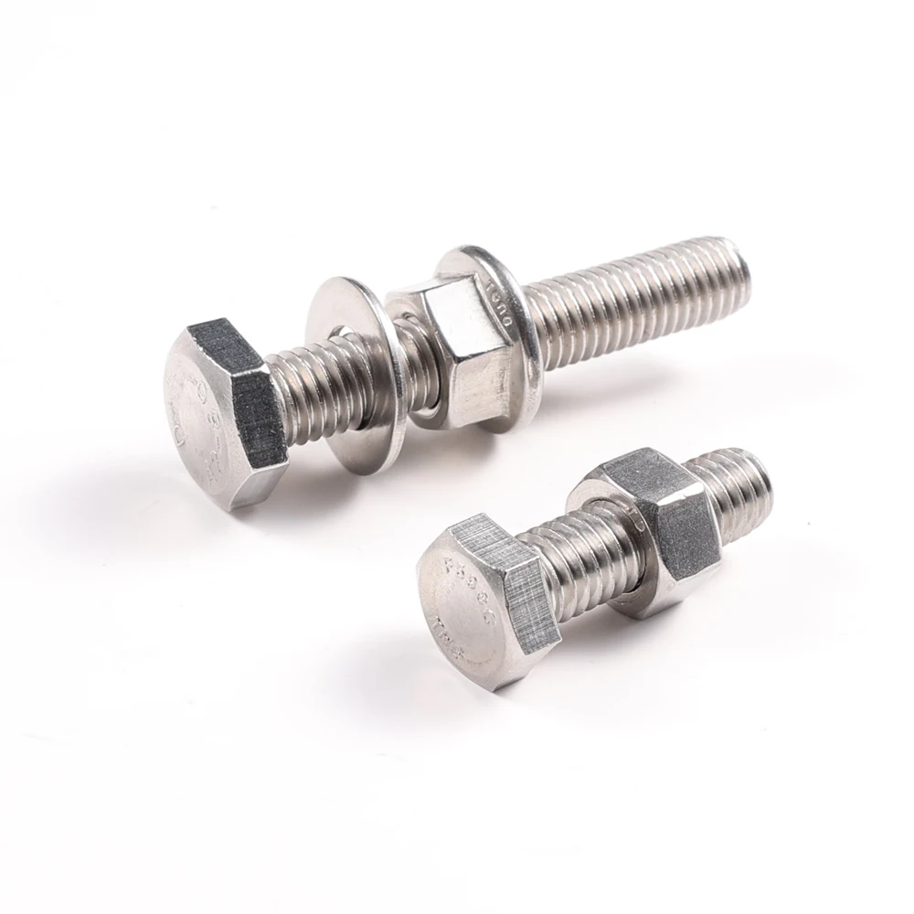 China DIN933 M10 M12 M16 M24 Hex Head Bolt Kits Full Thread Hexagonal Stainless Steel Nut And Bolt