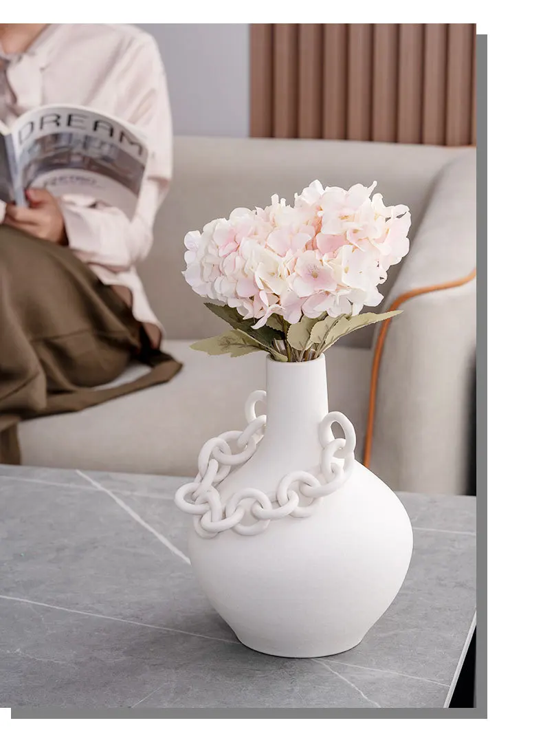 Wholesale modern luxury ceramic vases home decoration  creative living room flower arrangement chains ceramic tall vases