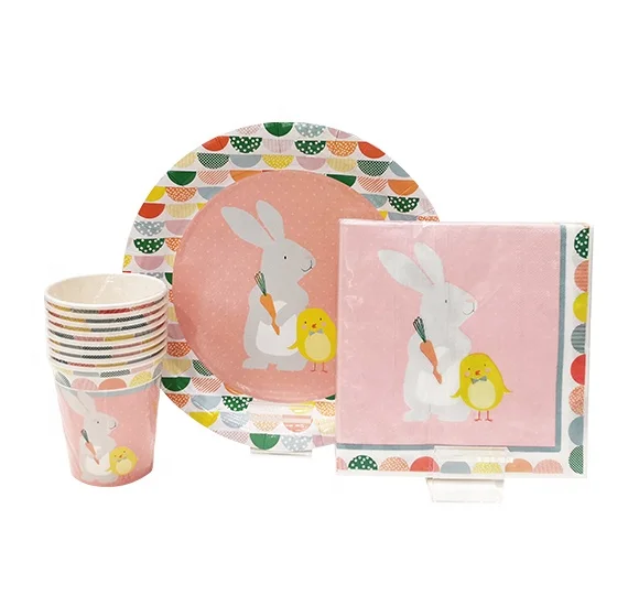 
Customized 7'Paper Plate 9' Paper Plate 25*25 Napkin 33*33napkin Four Leaves Clover Set 