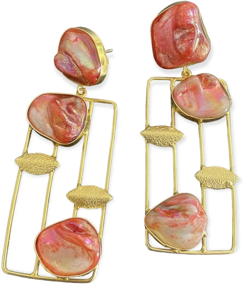 Most Selling Designer Fashionable Jewelry Earring Made in Pure Mother of Pearl Available at Export Price