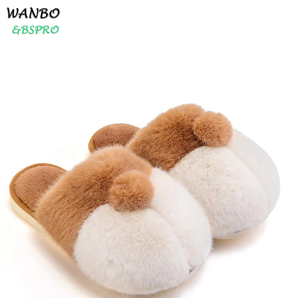 
BSPRO #CHPS0308 corgi butt cute indoor daily use plush shoes for kids 