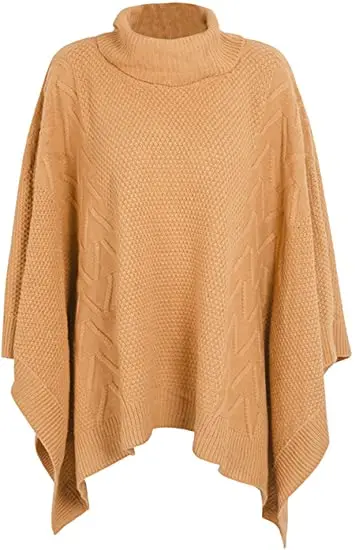 
unique high collar bat sleeve asymmetric knitted Cape oversized sweater Pullover winter sweaters women 