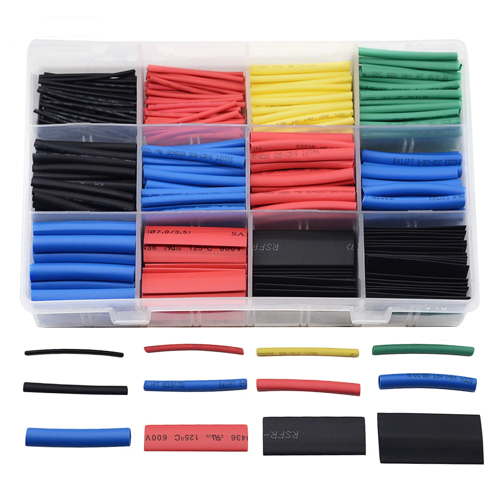 560pcs Polyolefin Heat Shrink Tubing Set 2:1 Shrink Ratio for Wires Cables Multicolor Sleeves