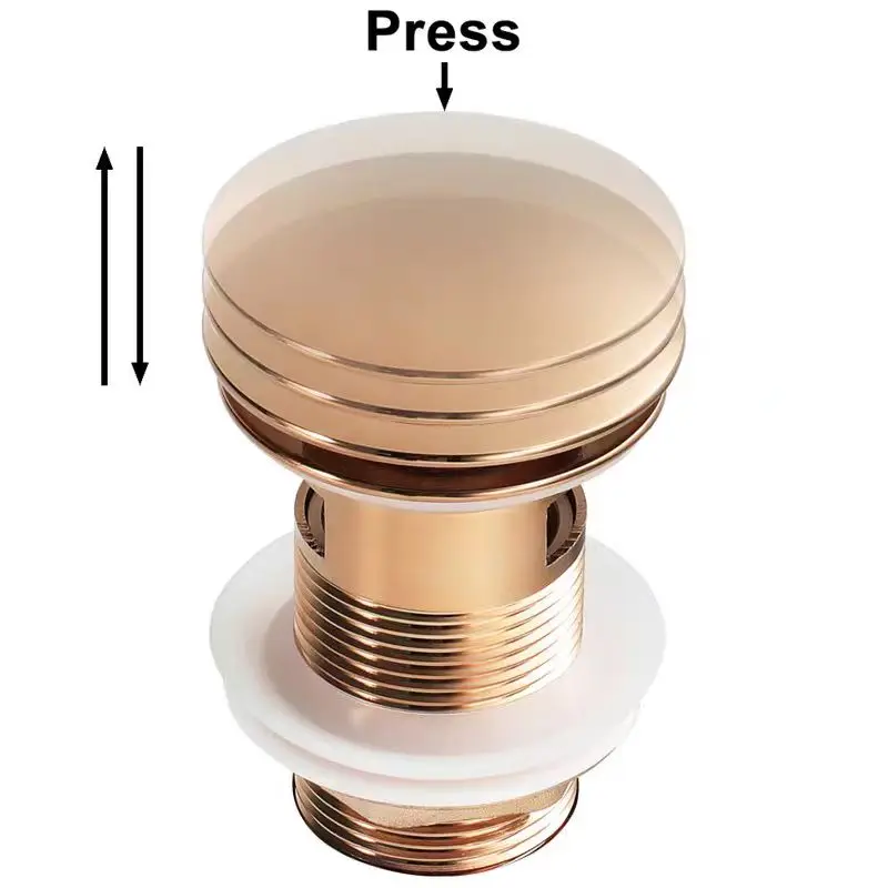 High Quality Rose Sprung Bathroom Sink Drain Waste Overflow Gold Click Clack Washbasin Tap with Hand Basin Easy Installation