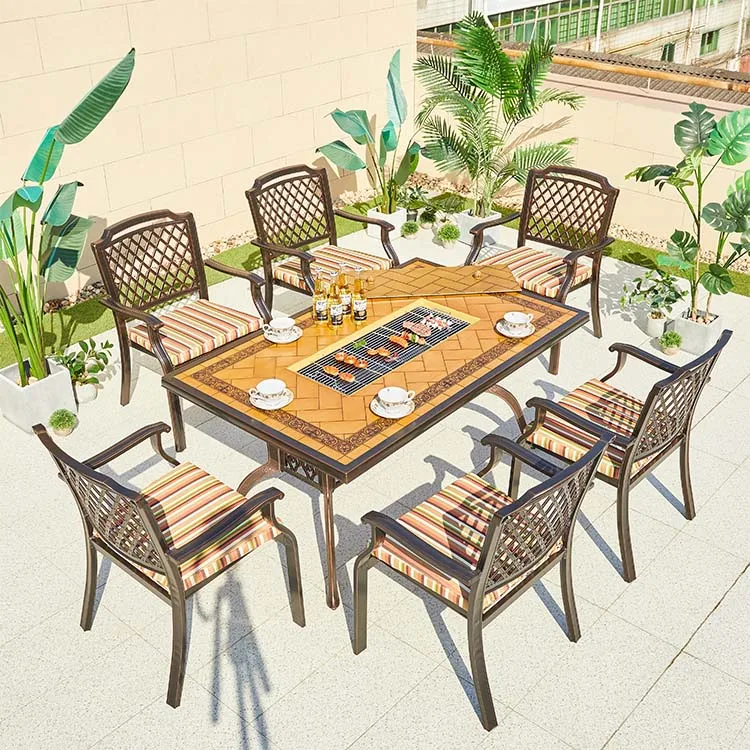 Luxury Simple Outdoor Cast Aluminum Table And Chair Balcony Metal Small Funiture Combination Villa Courtyard Terrace Table Chair
